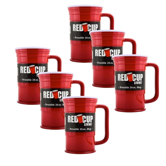 Jarra de cerveza Red Cup Living de 700 ml, 6 unidades, irrompible, apta para lavavajillas