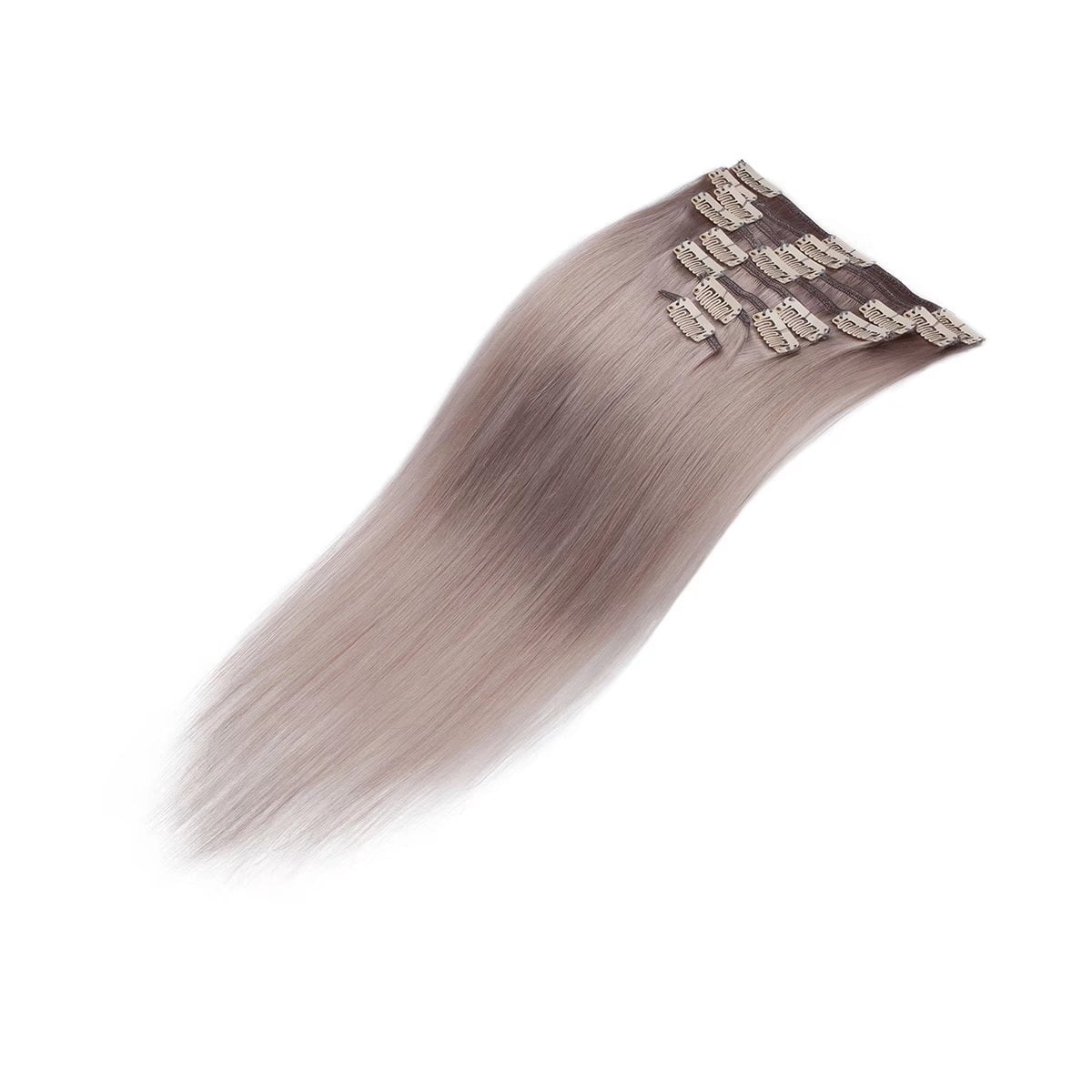 MY-LADY Clip in 100% Remy Human Hair Extensions 24Pcs Full Head Weft Highligh Hairpiece Long Straight #GREY 20inch