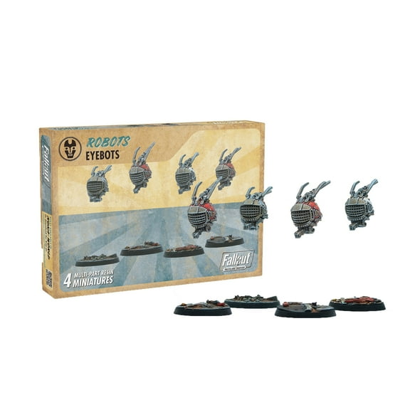 Modiphius Entertainment: Fallout: Wasteland Warfare - Robots: Eyebots - 4 Figures, 32mm Unpainted Resin RPG Miniatures, Nuka World, Tabletop