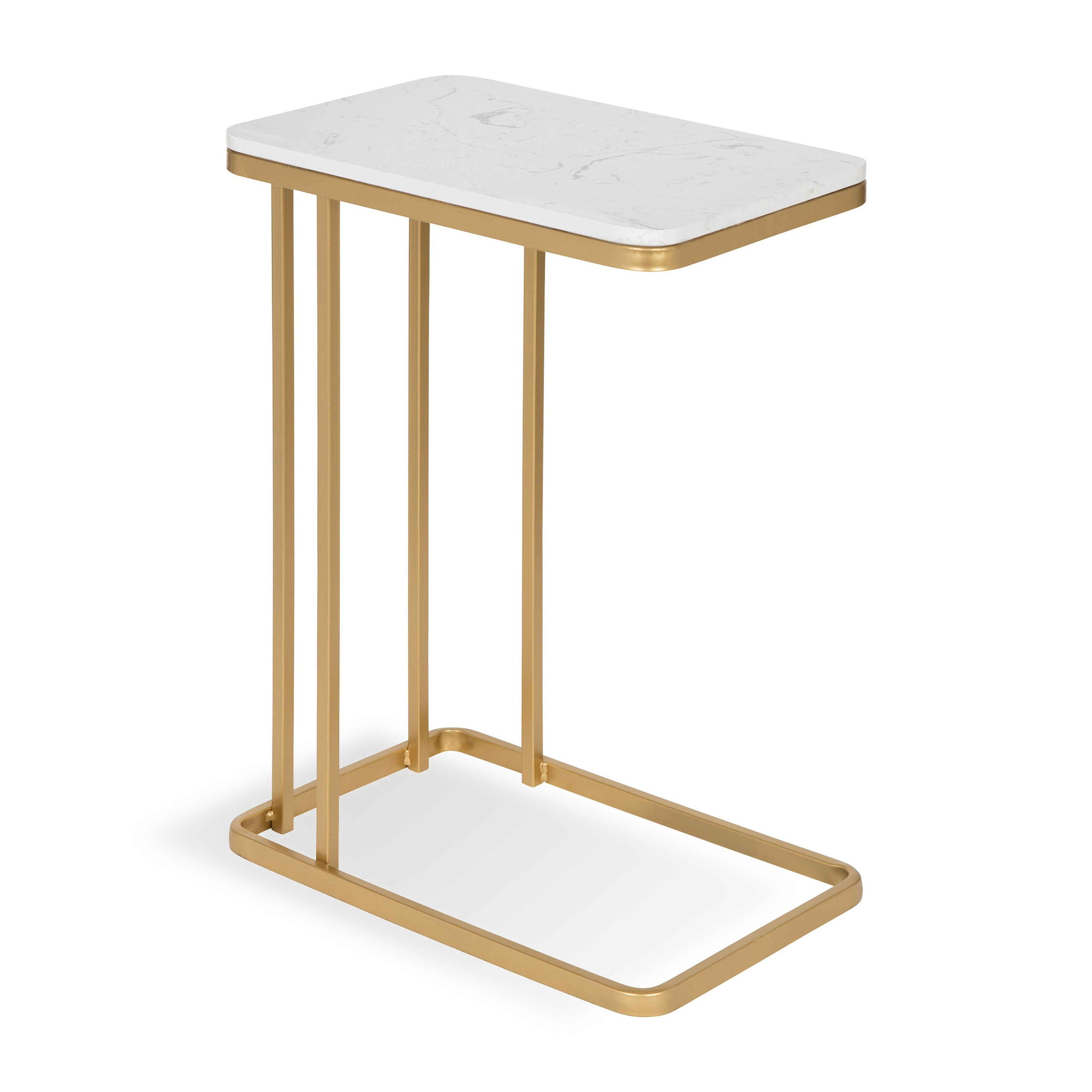 Kate and Laurel Credele Marble Sofa Side C-Table with Gold Metal Base - image 1 of 6