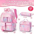 thumbnail image 2 of 3Pcs Waterproof Backpack Set with Lunch Box & Pencil Pouch - Lightweight Casual Outdoor Daypack Bookbag, Diamond Pink, 2 of 8