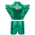thumbnail image 2 of Haitryli Kids Girls Shiny Metallic Rhinestone Adorned Jazz Dancewear Ruffle Tank Top Vest and Shorts Set Green 12, 2 of 4