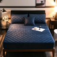 thumbnail image 1 of SHIJI65 Sapphire Blue Plush Thicken Quilted Mattress Cover Warm Soft Crystal Cotton Bedsheet Quilted Bed Fitted Sheet, 1 of 7
