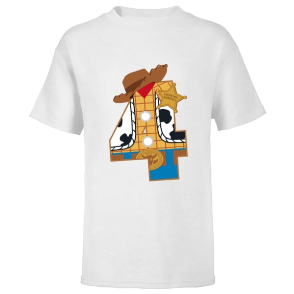 Disney and Pixar’s Toy Story Fourth Birthday 4 Years Old - Short Sleeve T-Shirt for Kids - Customized-White