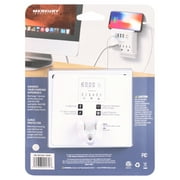 Merkury Innovations Surge Protector 4.2A USB Wall Charger, 3-Outlet Extender, 4 USB Ports and Phone Stand - White