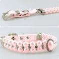 thumbnail image 6 of Small Dog Cat Big Pearl Collars with Crystal Rhinestone Diamond Décor, Adjustable Cute Fashion Pet PU Leather Necklace for Wedding Birthday Party (for Cats and Puppies), 6 of 6