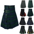 thumbnail image 6 of Kilt for Men Adjustable Straps Contrast Color Scottish Utility Traditional Highland Kilt with Pocket Lightweight Loose Fit Pleated Skirt, 6 of 7
