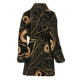 thumbnail image 2 of Black And Gold Peacock Feather Women Bathrobe One Size Univeral Fits, Peacock Fashion Lightweight Plush Fleece Long Robe For Women, 2 of 3