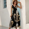 thumbnail image 6 of Fleur de Lis Faux Silver+Gold Damask Sleeveless Dress Women's clothing Elegant gown women's clothing summer novelties, 6 of 6