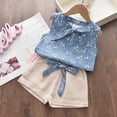 thumbnail image 2 of TOWED22 Kids Infant Girl 2pcs Sweet Summer Sets Sleeveless Tank Tops and Shorts Adorable Outfits Toddler Clothing Cotton with Pocket(Blue,5 Y), 2 of 5