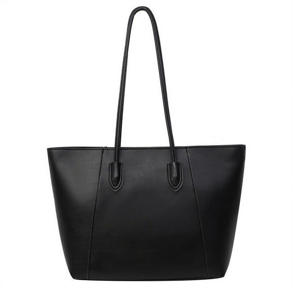 Simple black large capacity women's tote bag made of PU leather, 1 piece
