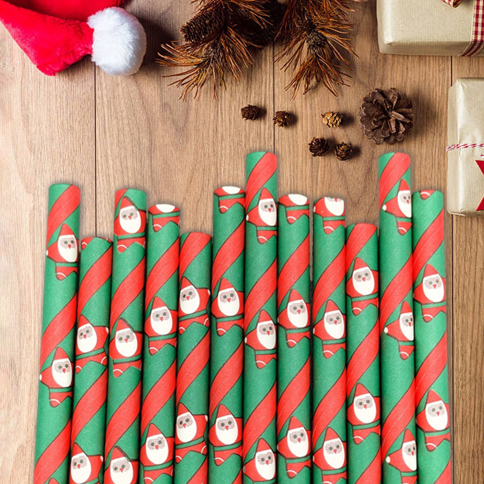 100pcs Christmas Theme Drinking Straws, Random Style