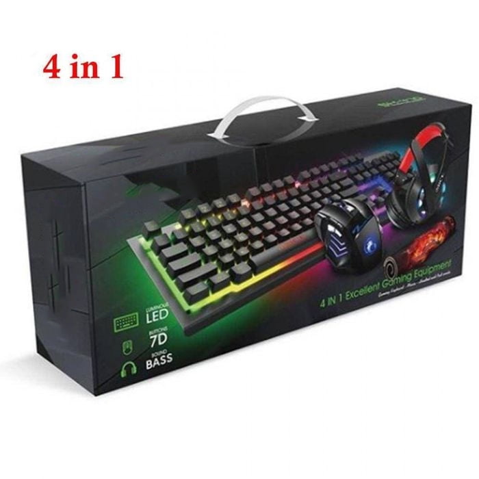 HYFAI 4 in 1 RGB Gaming Keyboard, Mouse,Headset and Mice Pad Combo, USB