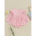 thumbnail image 4 of Bagilaanoe Newborn Autumn Outfits Baby Girl Rompers Dress Ruffle Long Sleeve Bodysuit 6M 12M 18M 24M Infant Patchwork A-line Dresses, 4 of 9