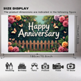 thumbnail image 4 of Anniversary Celebration Backdrop with Floral Fence Design Party Decoration Outdoor Photo Booth Background Event Display Banner Dessert Table Decor, 4 of 4