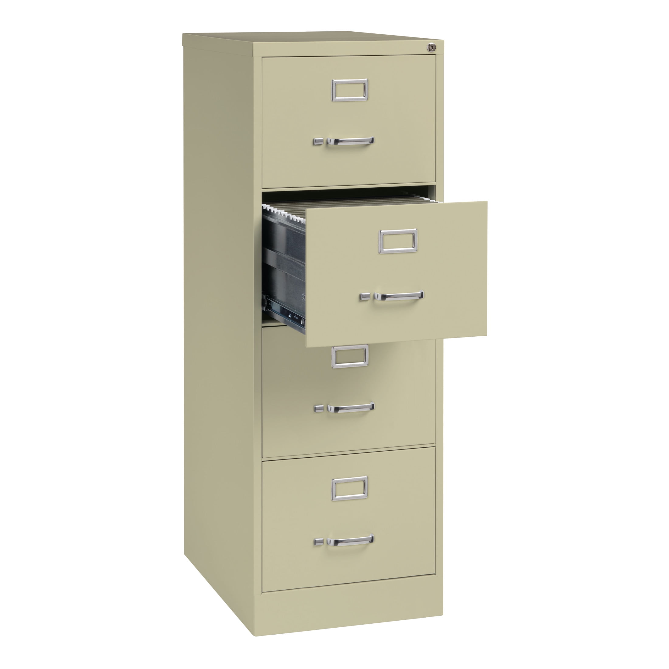 Hirsh 4 Drawer Legal Locking Metal Vertical File Cabinet, 25" Deep, Putty