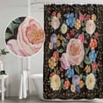 thumbnail image 5 of Boho Pink Flower Shower Curtain, Waterproof Shower Curtains for Bathroom, Spring Watercolor Country Floral Plant Washable Fabric Bathtub Curtain Set Bath Decor with 12 Hooks Stall 36"x72", 5 of 8