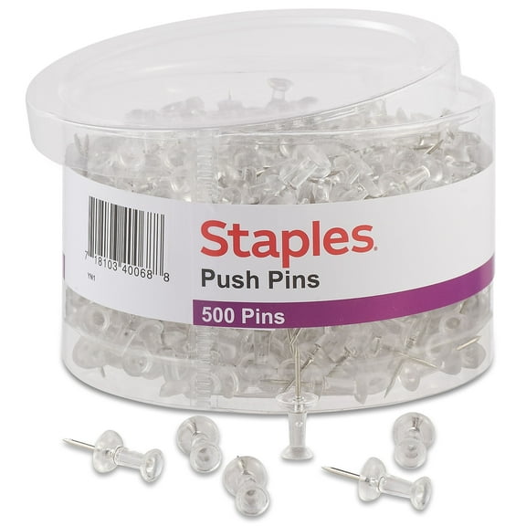 Staples Push Pins Clear 500/Tub 480117