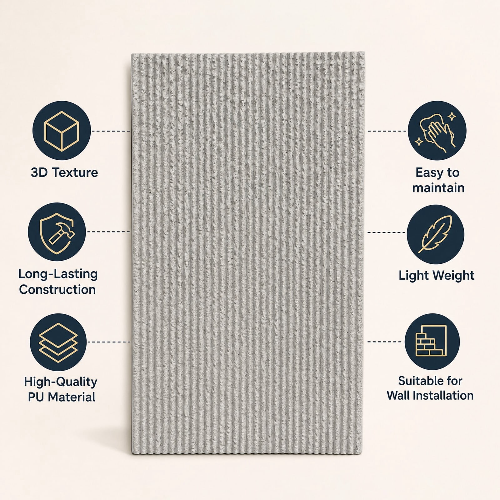 Plank & Hue 4Pcs 48"x24" 3D Faux Stone Wall Panels, Imitation Stone Wall Décor Wainscot Panel Board for Interior Accent Walls, Stone Gray