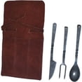 thumbnail image 4 of Viking Traders Hand-Forged Blacksmith Medieval Dining Hall Eating/Feasting Utensils set of 3 Piece Functional Fork Knife and Spoon Medieval Eating Set, with genuine leather pouch for easy carrying., 4 of 5