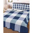 thumbnail image 3 of Quilts Twin Size Bedding Set, Navy Blue Plaid Lightweight Quilted Comforter, Spring Farmhouse Buffalo Checkered Soft Reversible Bedspread Coverlet with Pillow Covers for All Season, 68" x 86", 3 of 7