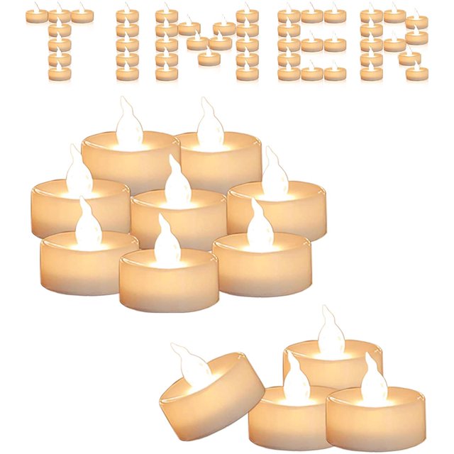 Paquete de 12 velas de té LED esquí Temporizador 6 horas encendidas 18 horas apagadas