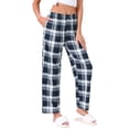 thumbnail image 4 of INSPIRE CHIC Women's Pajama Pants Checked Elastic Waistband Soft Casual Long Straight Pants Loungewear S Black Plaid, 4 of 6