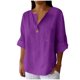 thumbnail image 1 of Vestidos Casuales Para Mujer, Blusas De Mujer De Moda Camisa de lino con cuello en V y bolsillo abotonado para mujer, informal, con escote en V de un cuarto, 1 of 6