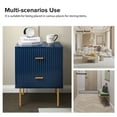 thumbnail image 3 of Wooden 2 Drawer Storage End Table Chest Cabinet Table Metal Legs for Home Navy, 3 of 6