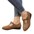 thumbnail image 4 of Willtoo Women Vintage T-Strap Faux Suede Wedge Flats Adjustable Buckle Low Heel Mary Jane Shoes Soft Non-Slip Retro Casual Walking Shoes, 4 of 6
