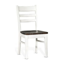 Orso Dining Chair Set of 2, Ladderback, White and Dark Brown Mahogany