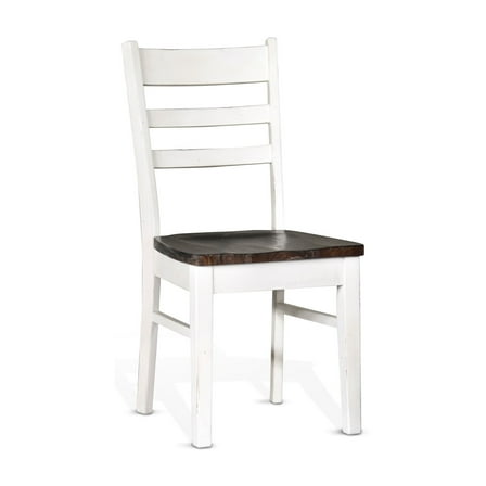 Orso Dining Chair Set of 2, Ladderback, White and Dark Brown Mahogany