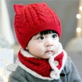 thumbnail image 2 of Krdevn Baby Boy Girl Winter Hat Toddler Cat Hat with Scarf Lined Knitted Cap Neckwarmer for Kids 2 Piece, 2 of 5