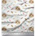 thumbnail image 1 of Soimoi White Cotton Poplin Fabric Nest & Feather Printed Craft Fabric by the Yard 42 Inch Wide, 1 of 3