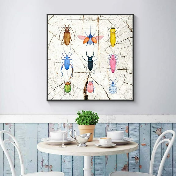 wall26 Floating Framed Canvas Wall Art for Living Room, Bedroom Wooden Background Animal Canvas Prints for Home Decoration Ready to Hang - 24x24 inches