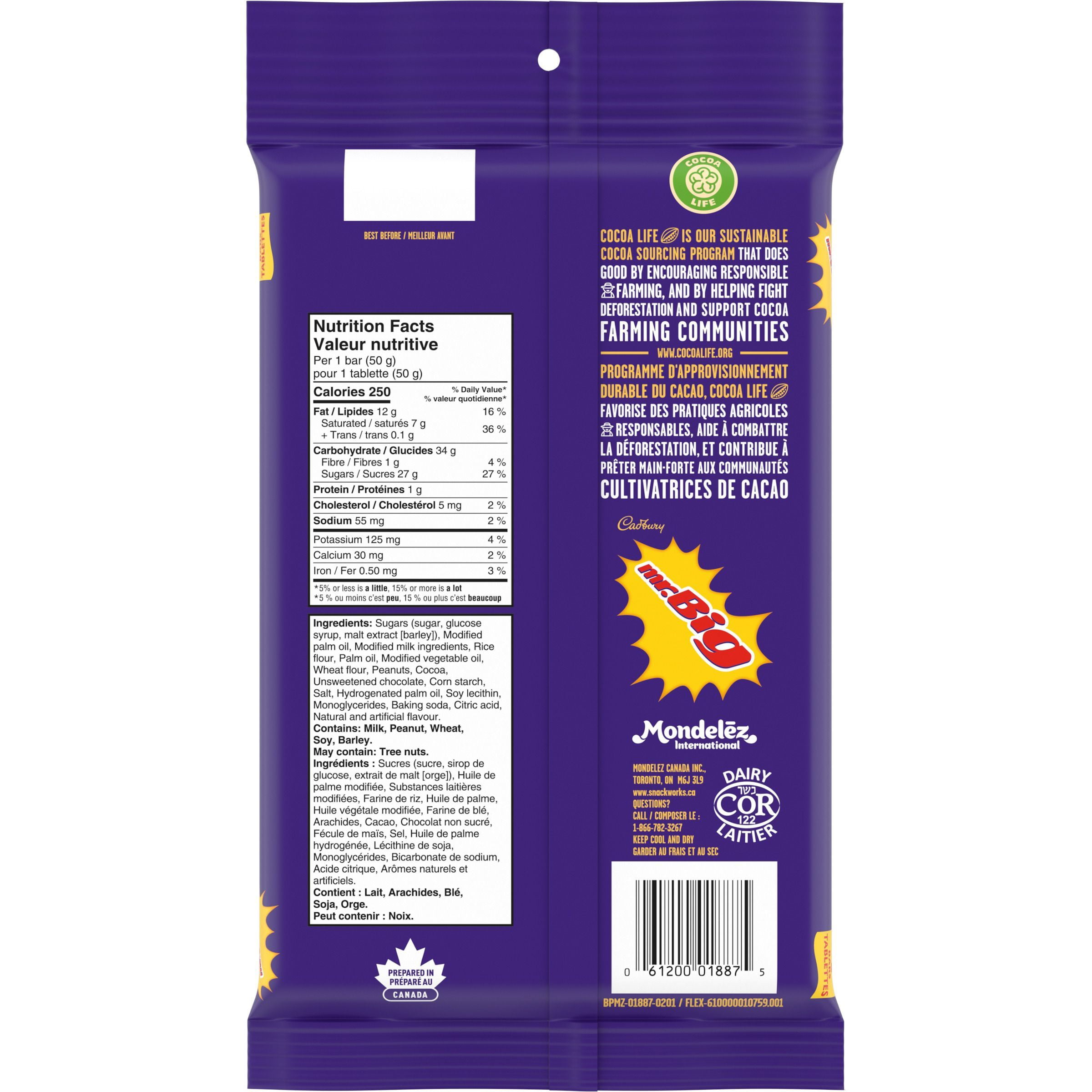 CADBURY MR. BIG Chocolatey Candy Bars, Sweet Treat, Multipack 4 pack, 200 g