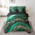 thumbnail image 2 of Feelyou Adult Modern Marble Bedding Comforter Set 7pcs, Abstract Ombre Green King Bedding Sets, Fashion Marbling Stripes Reversible Bed Sheets, Ultra Soft Bedroom Decor, 2 of 7