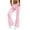 Pink, variant on JIAYUE Women Pants Baggy Mid Rise Flare Leg Side Pockets Solid Color Long Trousers for Outdoor Activities