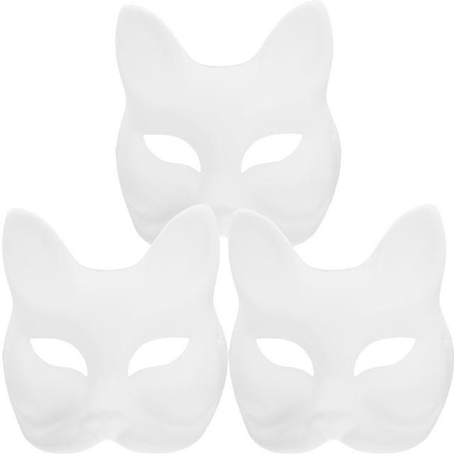 BRIGHTFUFU Máscara de zorro en blanco, máscara para pintar sin terminar, bricolaje, máscara de zorro de media cara, suministro para manualidades, 3 uds.