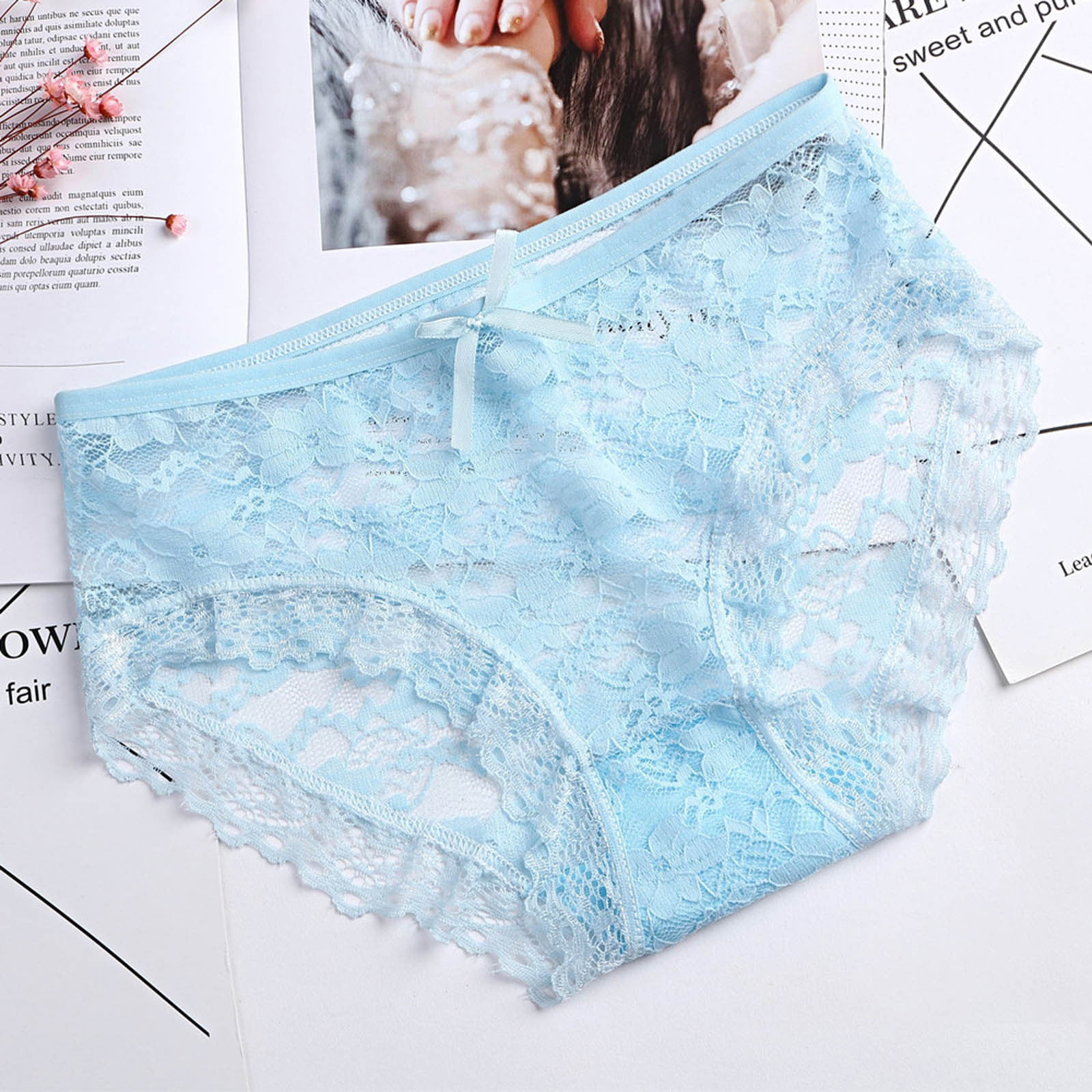 Padre fage Las bacterias Consejo ClodeEU Women'S Net Transparent Lace Underwear Mesh Yarn Underwear Briefs (Light  blue One Size) - Walmart.com