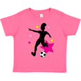 thumbnail image 3 of Inktastic Girl Playing Soccer Pink and Yellow Stars Girls Toddler T-Shirt, 3 of 5