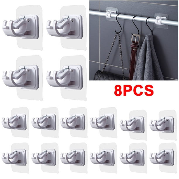 Ganchos Abrazadera para Barra Cortina Gancho Pared Impermeable Sin Perforaciones Muebles (A) 2 Uds.