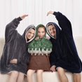 thumbnail image 5 of Green and Brown Football Stitch Pattern Blanket Hoodies for Kids 6-13YR Oversize Wearable Blanket Hoodies for Boys Girls Teens, 5 of 7