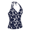 thumbnail image 2 of Mycoco Women's Halter Swim Top V Neck Swimwear Front Shirred Tankini Top, 2 of 6