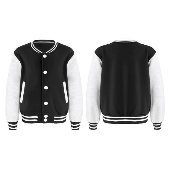 DPOIS Kids Boys Long Sleeve Stand Collar Button Closure School Uniform Outerwear Jacket Black 5-6
