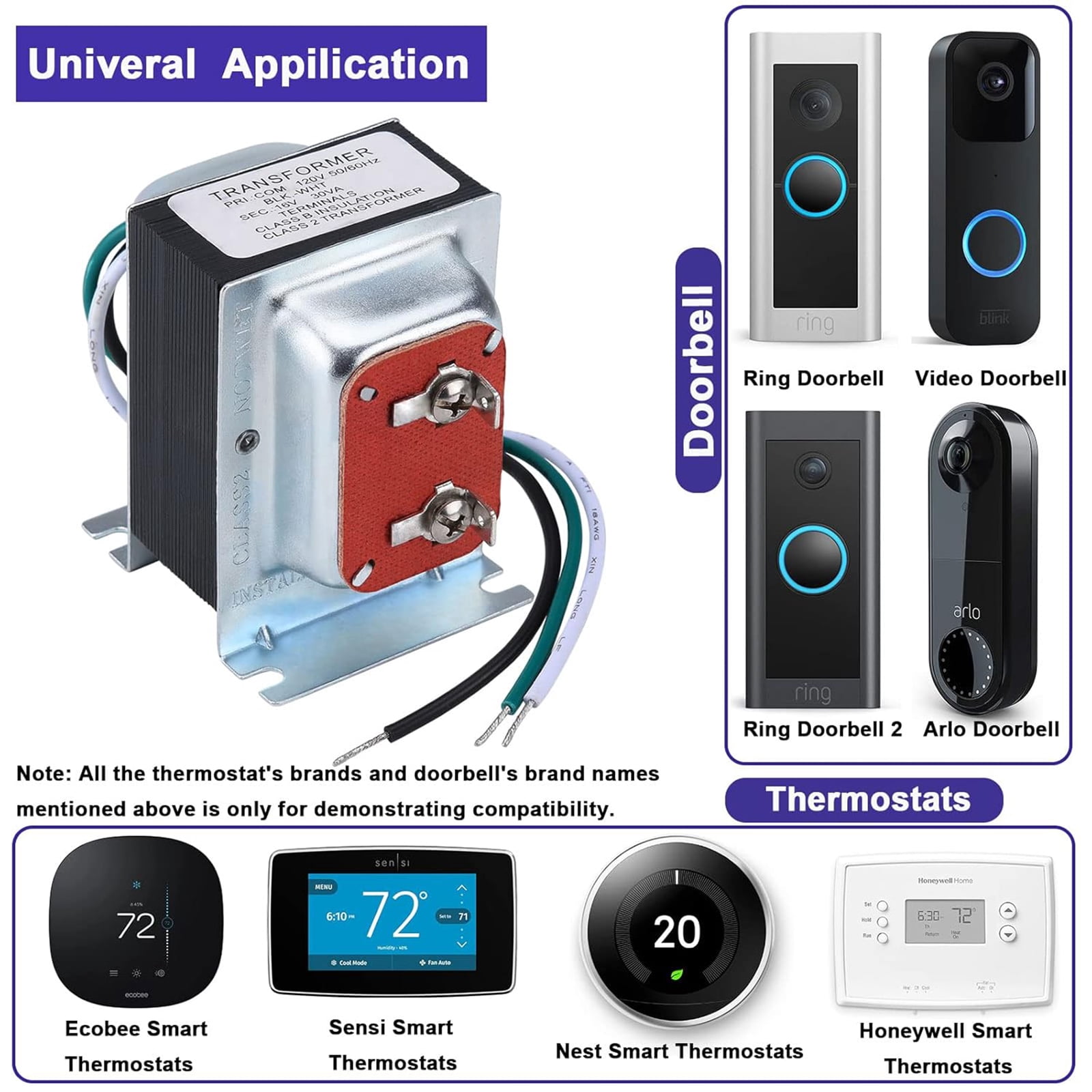 16V 30VA Doorbell Voltages Changer Hardwired Door Chimes Voltages Changer Doorbell Power Supply Unit for Rings Doorbell