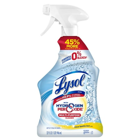 Lysol Cleaner Hydrogen Peroxide Multi-Purpose Cleaner Spray, Citrus, 32 Fluid Ounce Packaging May Vary - Pack of 3