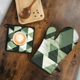 thumbnail image 5 of Green and Beige Modern Art Geometric Kitchen Oven Mitt and Pot Holder Sets 2 Pcs for Baking, Cooking and Grilling, Heat Resistant Up To 392 °F, 5 of 7