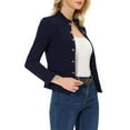 thumbnail image 4 of INSPIRE CHIC Open Front Blazers for Women's Casual Long Sleeves Buttons Office Suit Jacket XS Navy Blue, 4 of 7