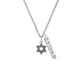 thumbnail image 2 of Delight Jewelry Silvertone Star of David with Beaded Border Silvertone Be Strong and Courageous Bar Charm Necklace, 23", 2 of 4